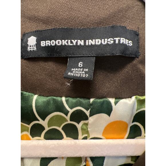 Brooklyn Industries Women’s Floral Lined Striped Button Front‎ Jacket Sz 6 Brown - Picture 2 of 4
